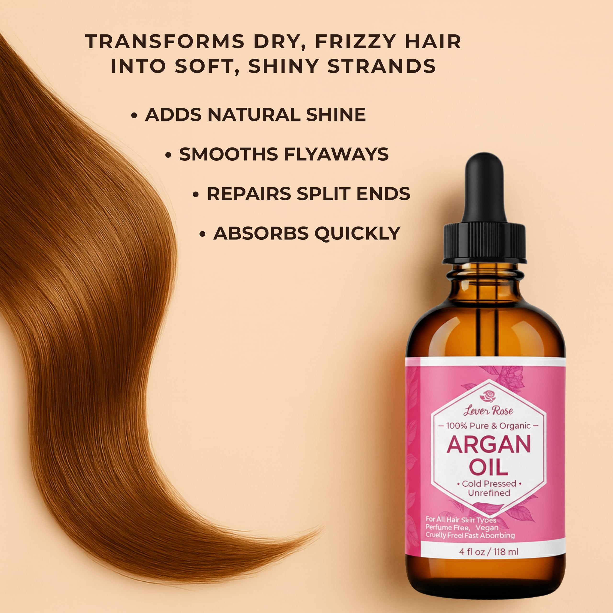 Argan oil on face and skin highlights smooth, luminous glow.