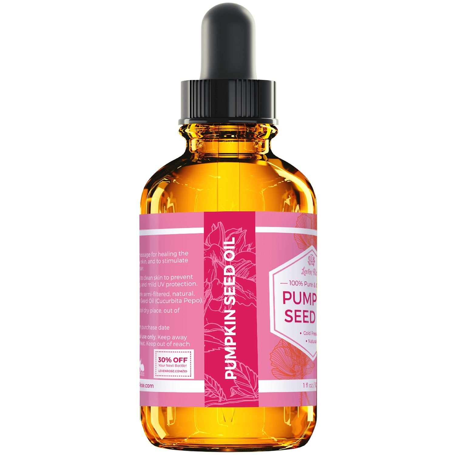 Leven Rose pumpkin seed oil adds lustrous shine when used with shampoo