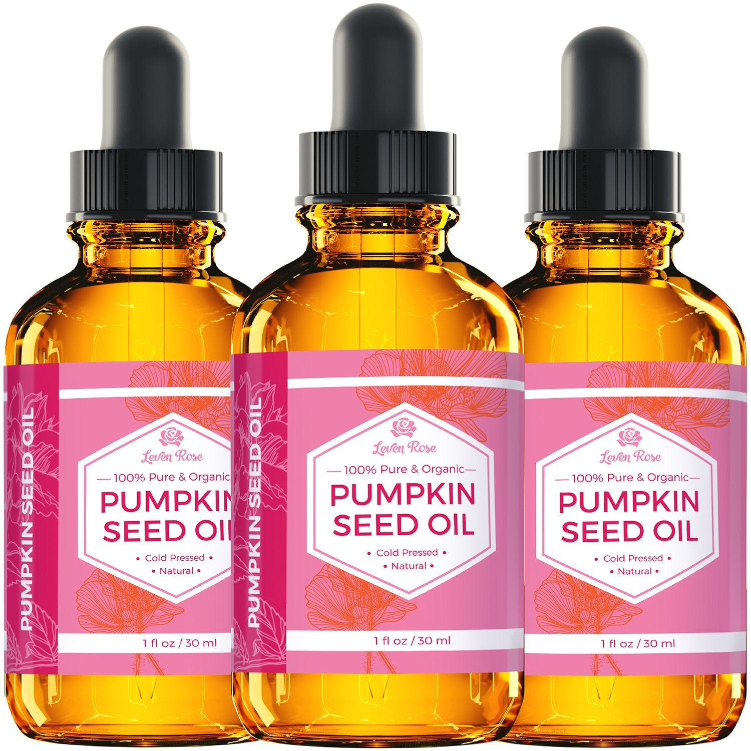 Leven Rose organic pumpkin seed oil is cold-pressed and vegan for clean beauty routines