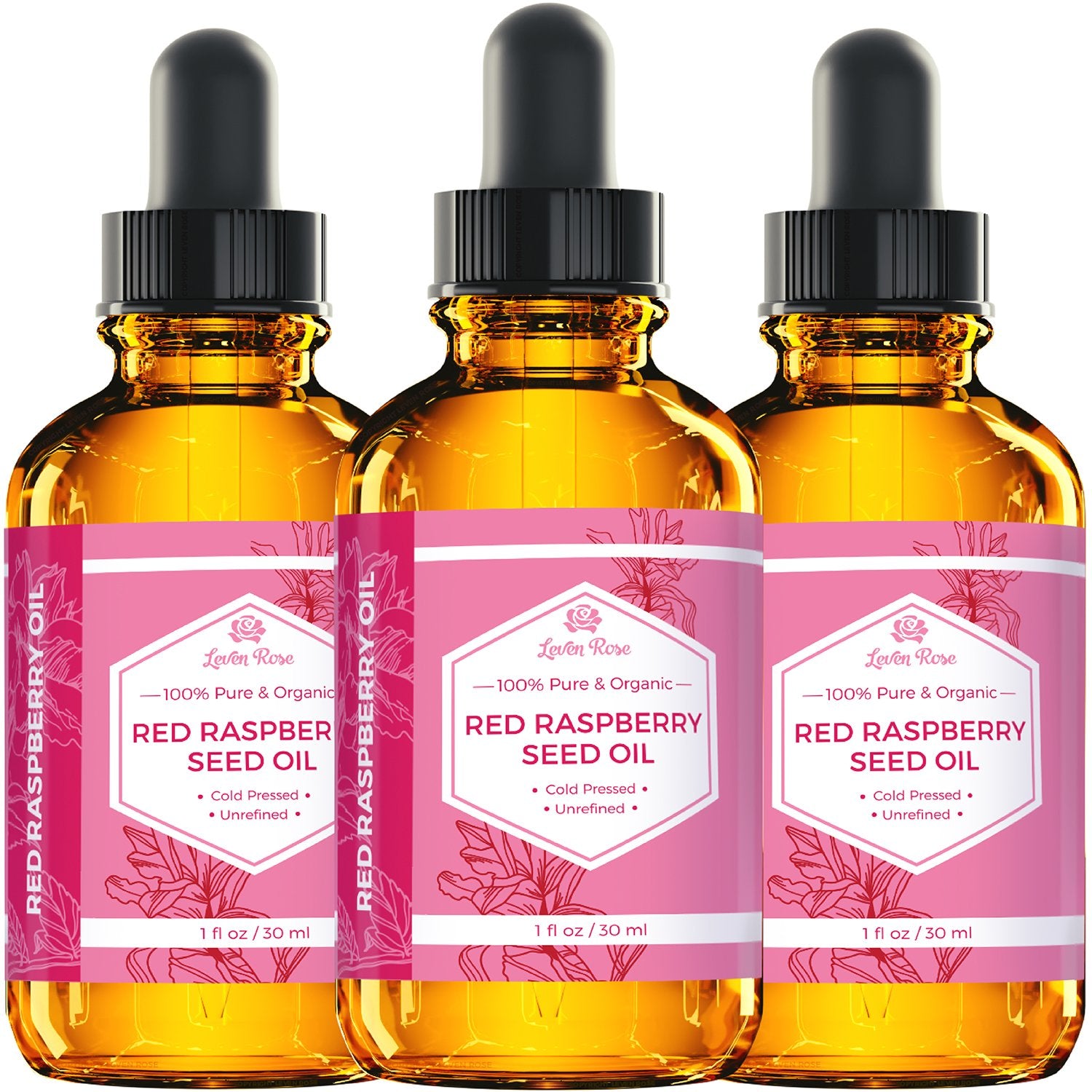 Leven Rose Raspberry Seed Oil on skin—gentle daily care with antioxidant benefits