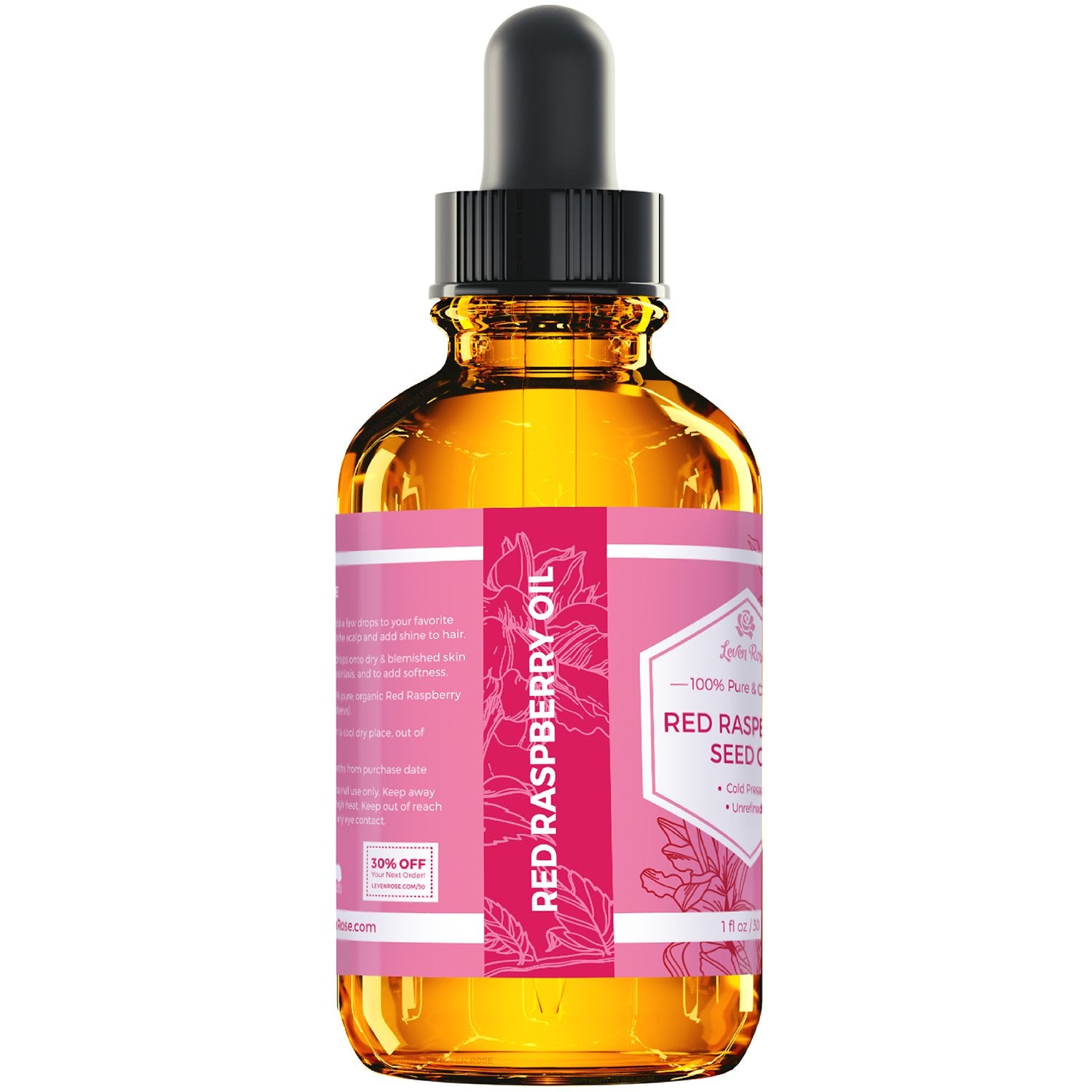 Leven Rose Raspberry Seed Oil texture—rich emollient moisture nourishes dry areas