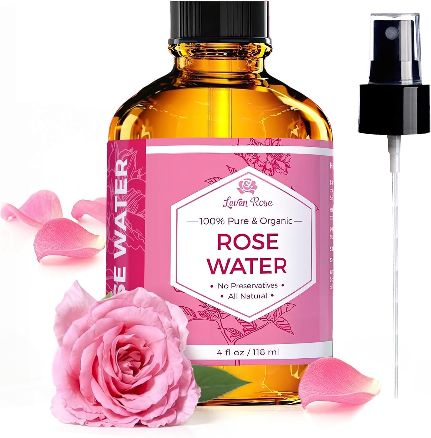 Leven Rose rose water spray bottle for pure hydration and daily skin refreshment