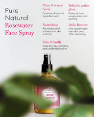 Leven Rose rose water spray mist showing cooling application on skin