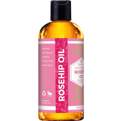 Leven Rose rosehip oil label-front highlights unrefined cold-pressed formula for healthy skin.