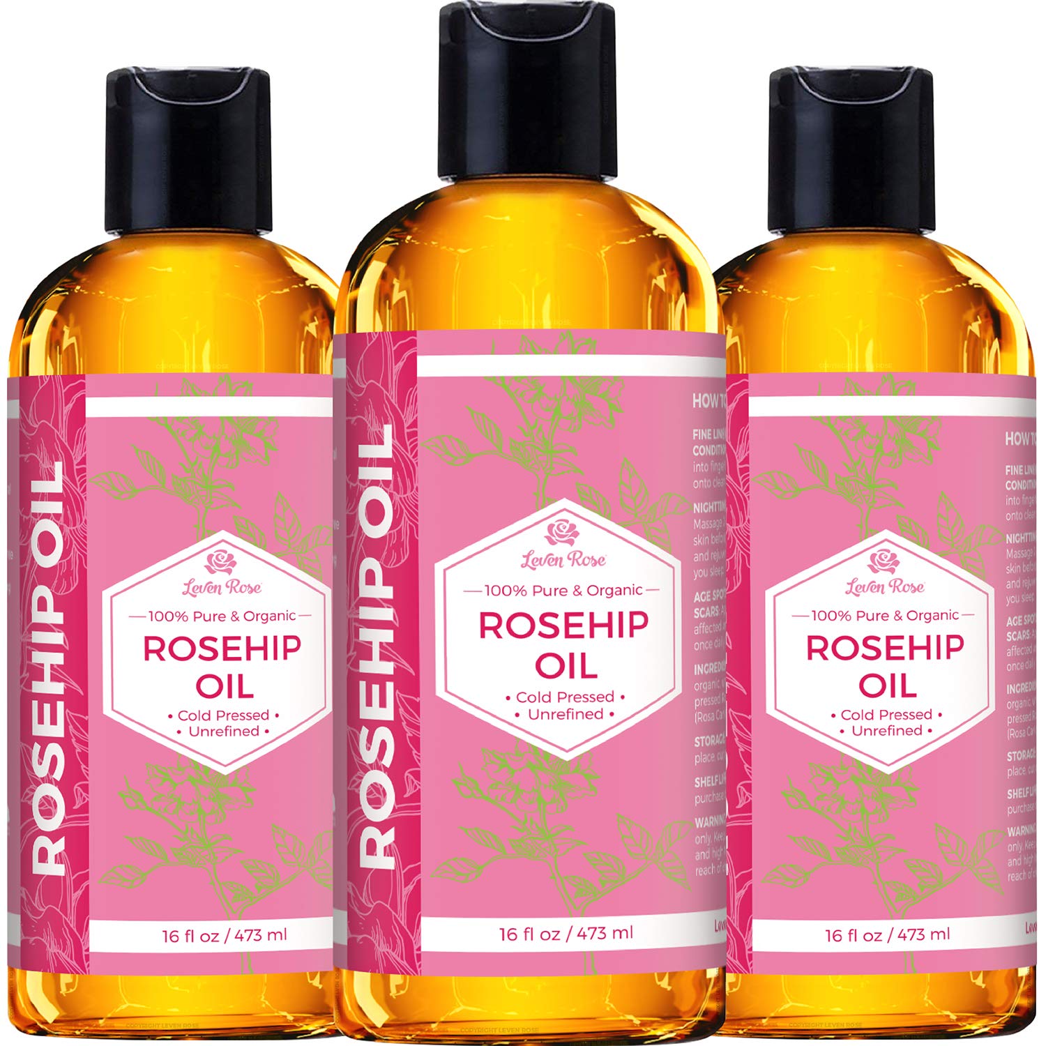 Leven Rose rosehip oil night-use drops demonstrates overnight nourishment for softer skin.