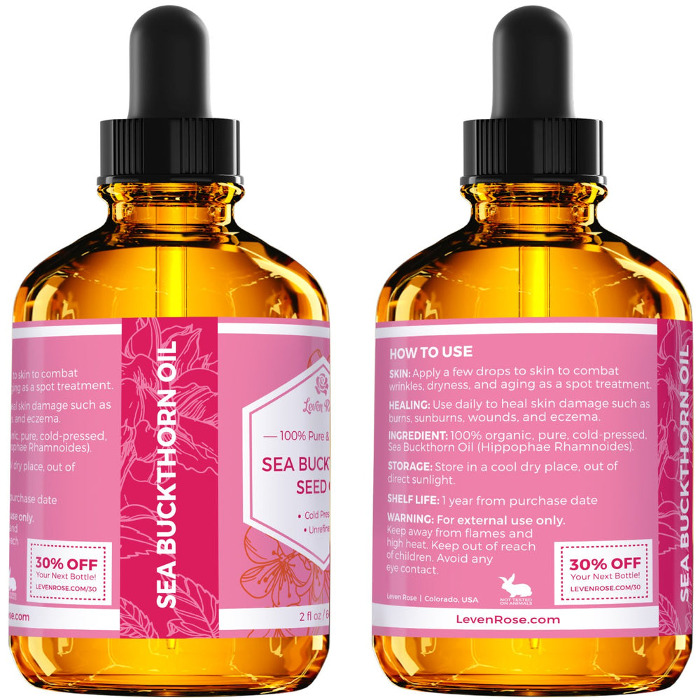 Leven Rose Sea Buckthorn oil massaged into hair for nourishment and shine