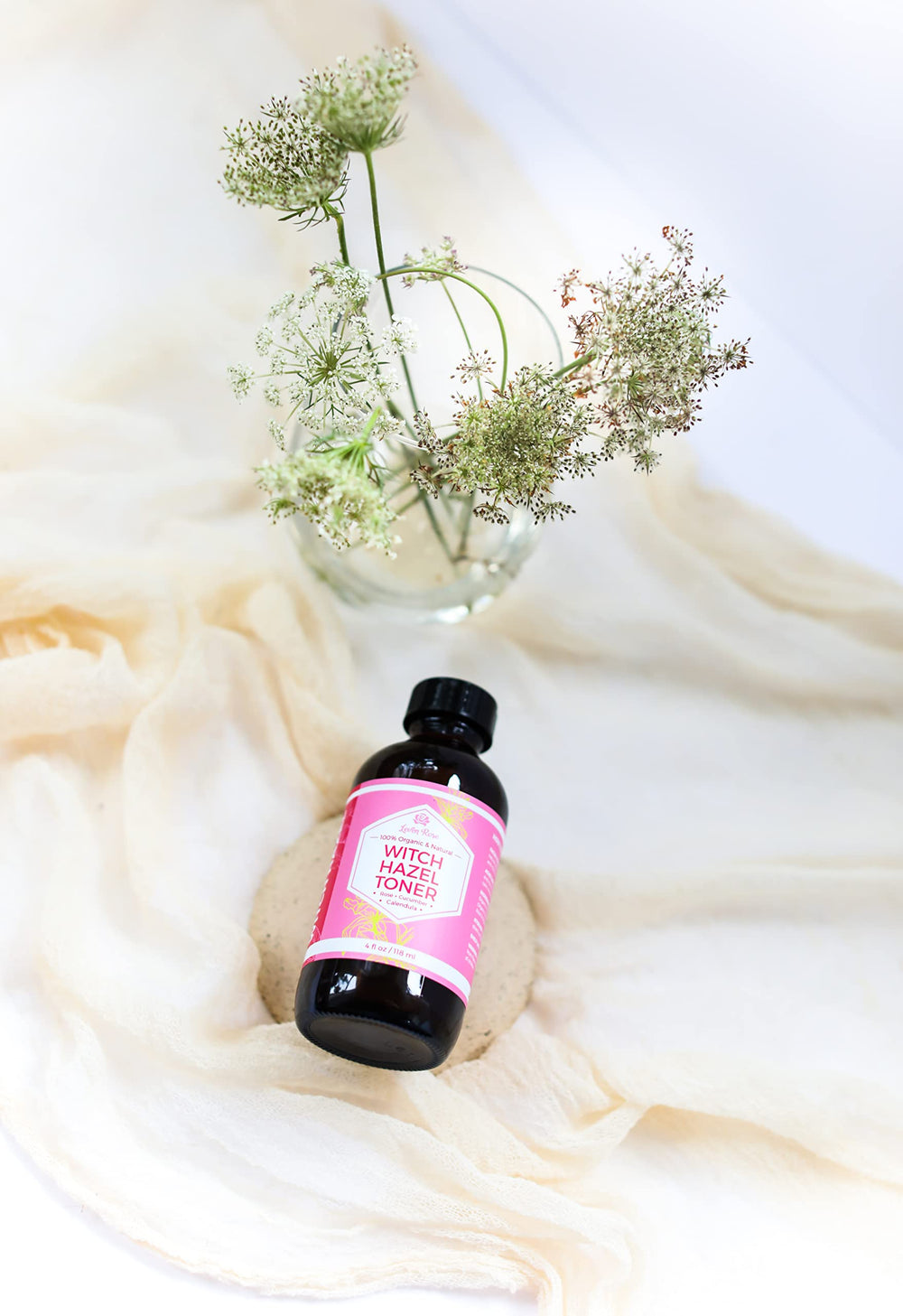 Cotton pad application with Leven Rose toner delivers balanced skin prep for daytime routines.