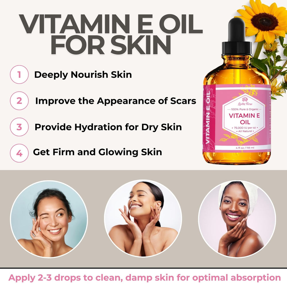 Leven Rose Vitamin E Oil on hair ends for deep hydration and shine.