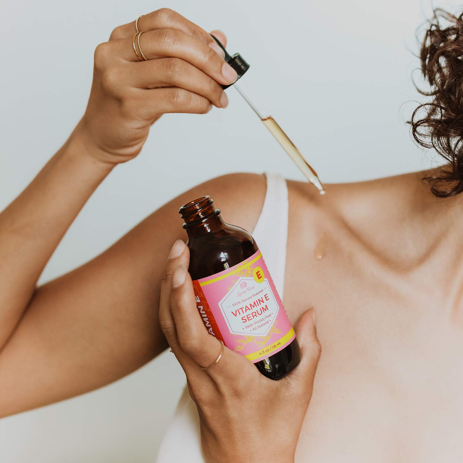 Leven Rose Vitamin E Oil Serum on hair adds natural shine and manageability.