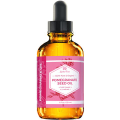 Leven Rose Pomegranate Oil close-up showing 100% pure organic seeds
