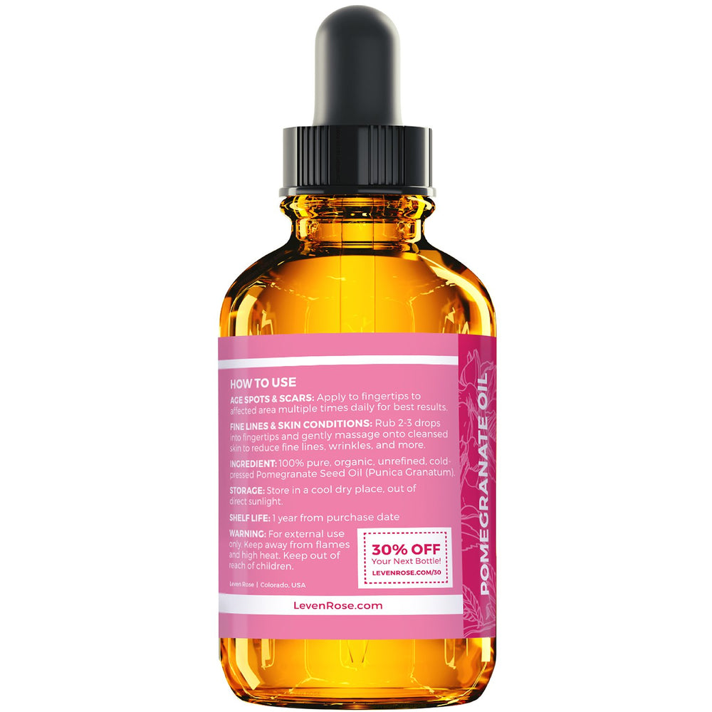 Leven Rose Pomegranate Oil on scalp for pores and vitality