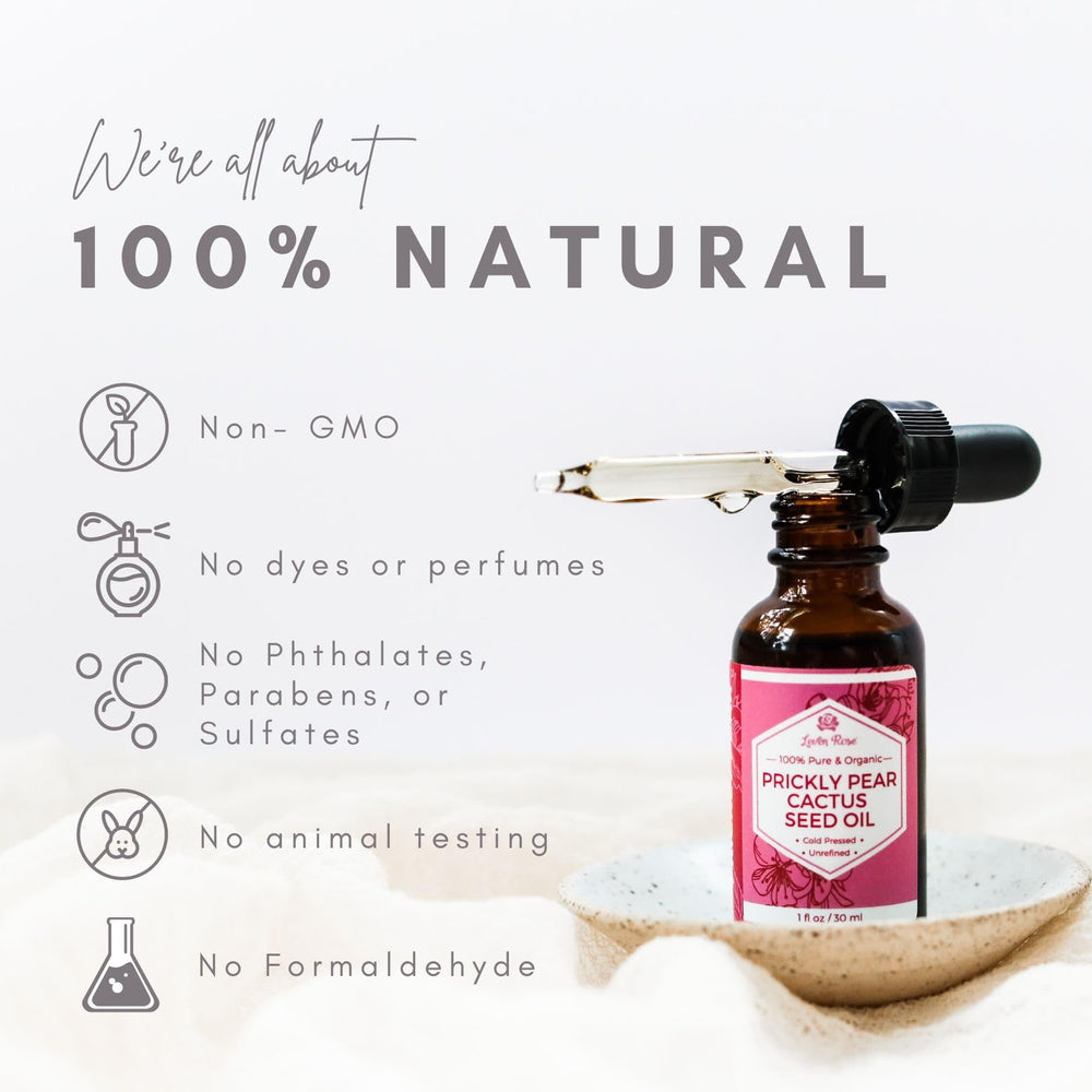 Leven Rose prickly pear oil ingredients highlight vitamins E, A, K, D.