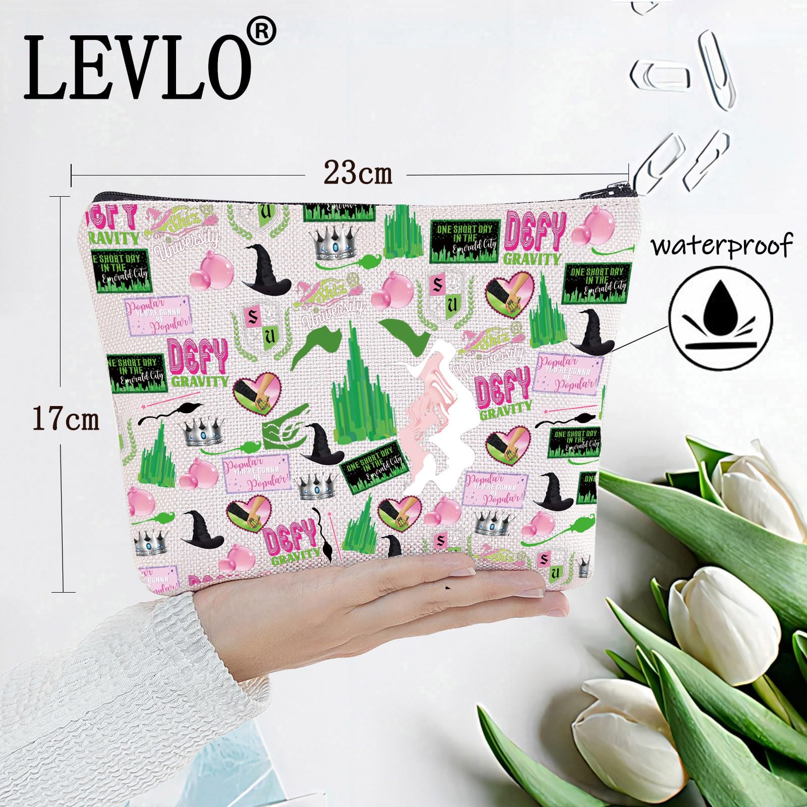 LEVLO Witch Musical bag zip close secure closure keeping items protected during travel.