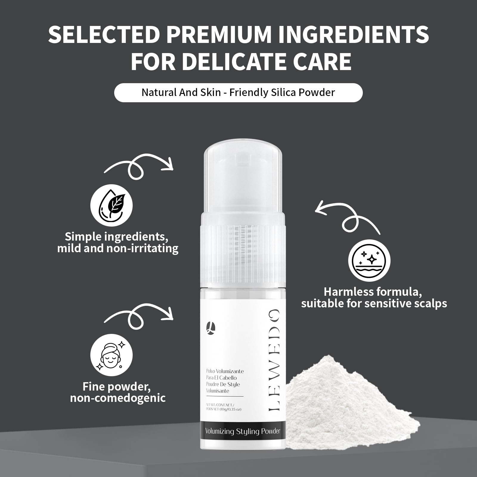 lewodo Volumizing powder matte finish hair demonstrates oil-control and non-shiny results