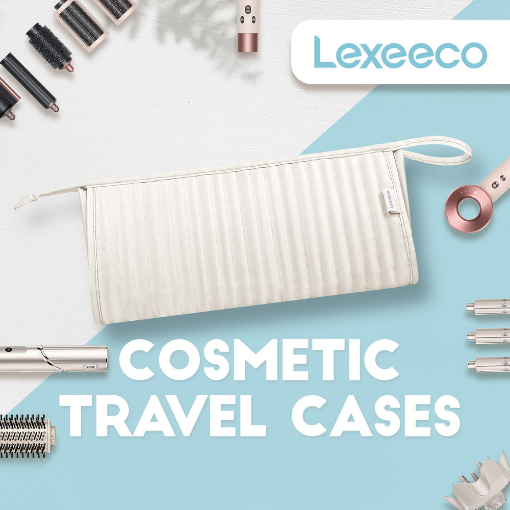 Lexeeco beige travel bag doubles as a cosmetic kit for on-the-go touch-ups.