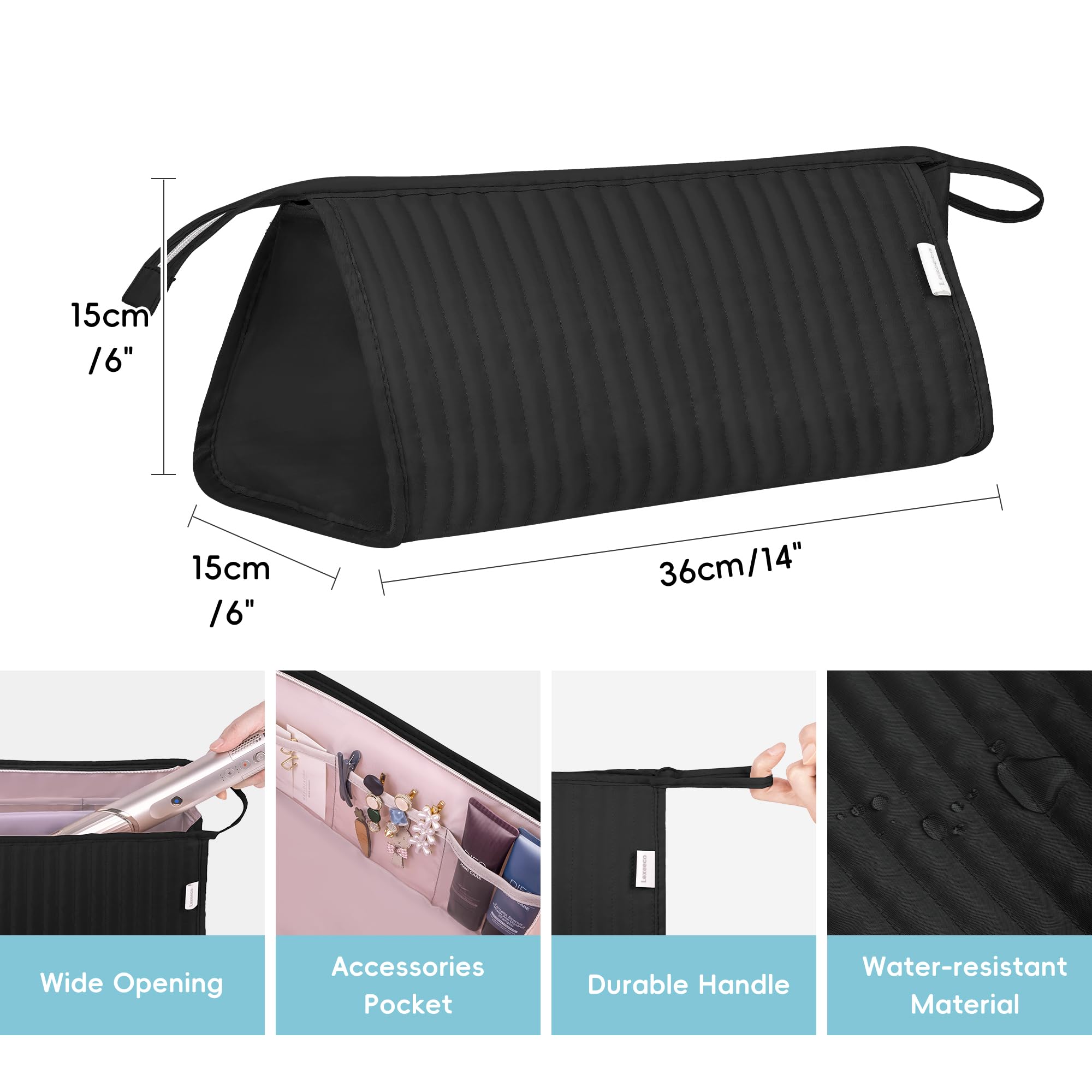 Lexeeco Dyson Air Wrap travel case side view demonstrates compact, portable organization.