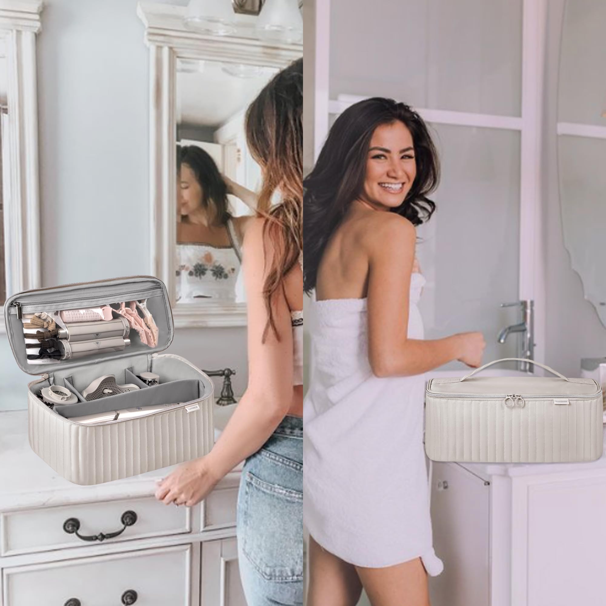 Lexeeco travel case inside view highlights soft padding protecting delicate tools.