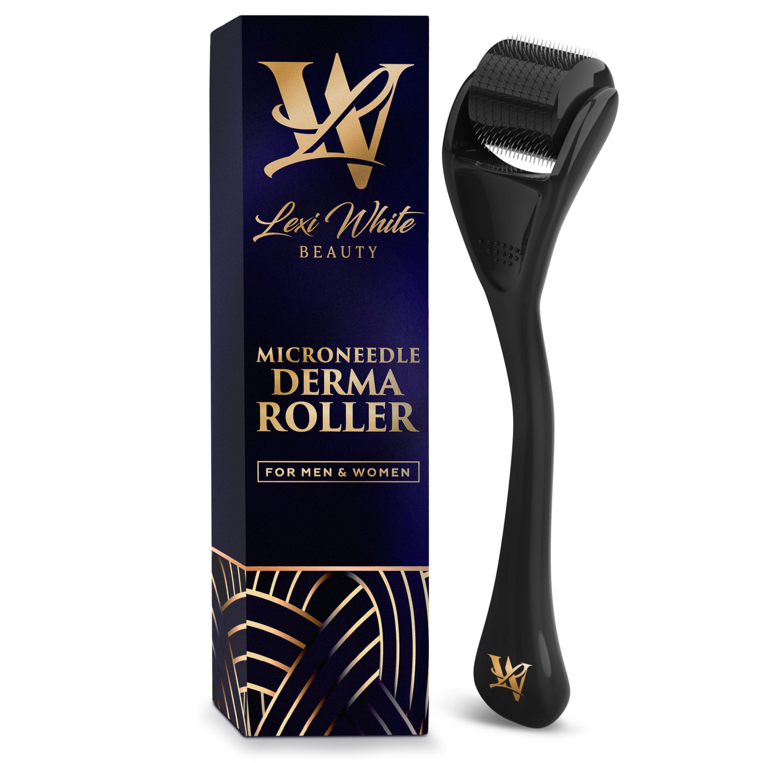 Lexi White Beauty derma roller face close-up for at-home skincare routine.