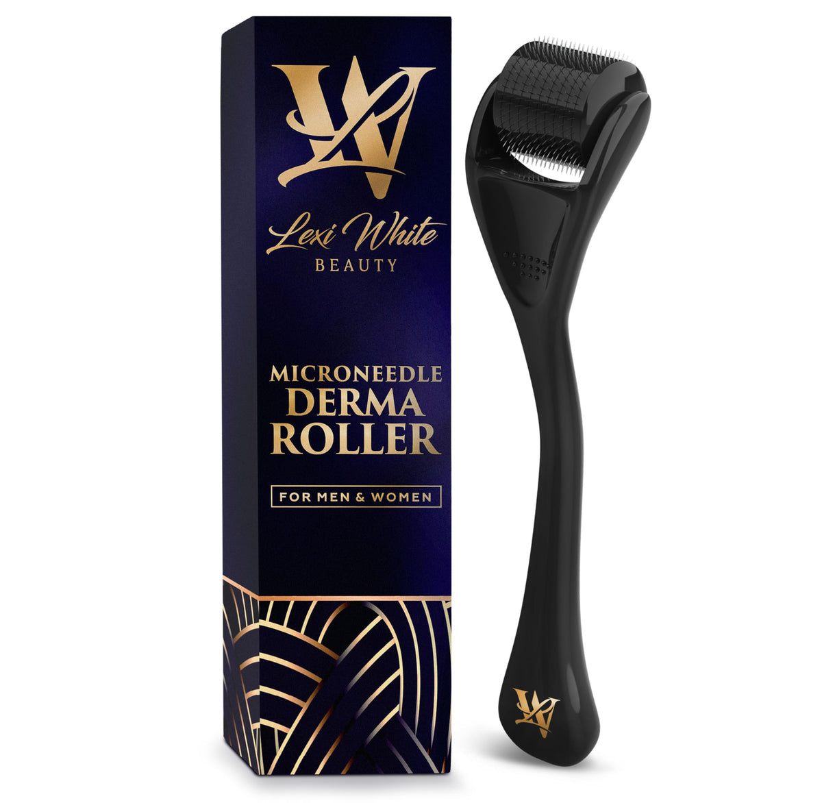 Lexi White Beauty derma roller face close-up for at-home skincare routine.