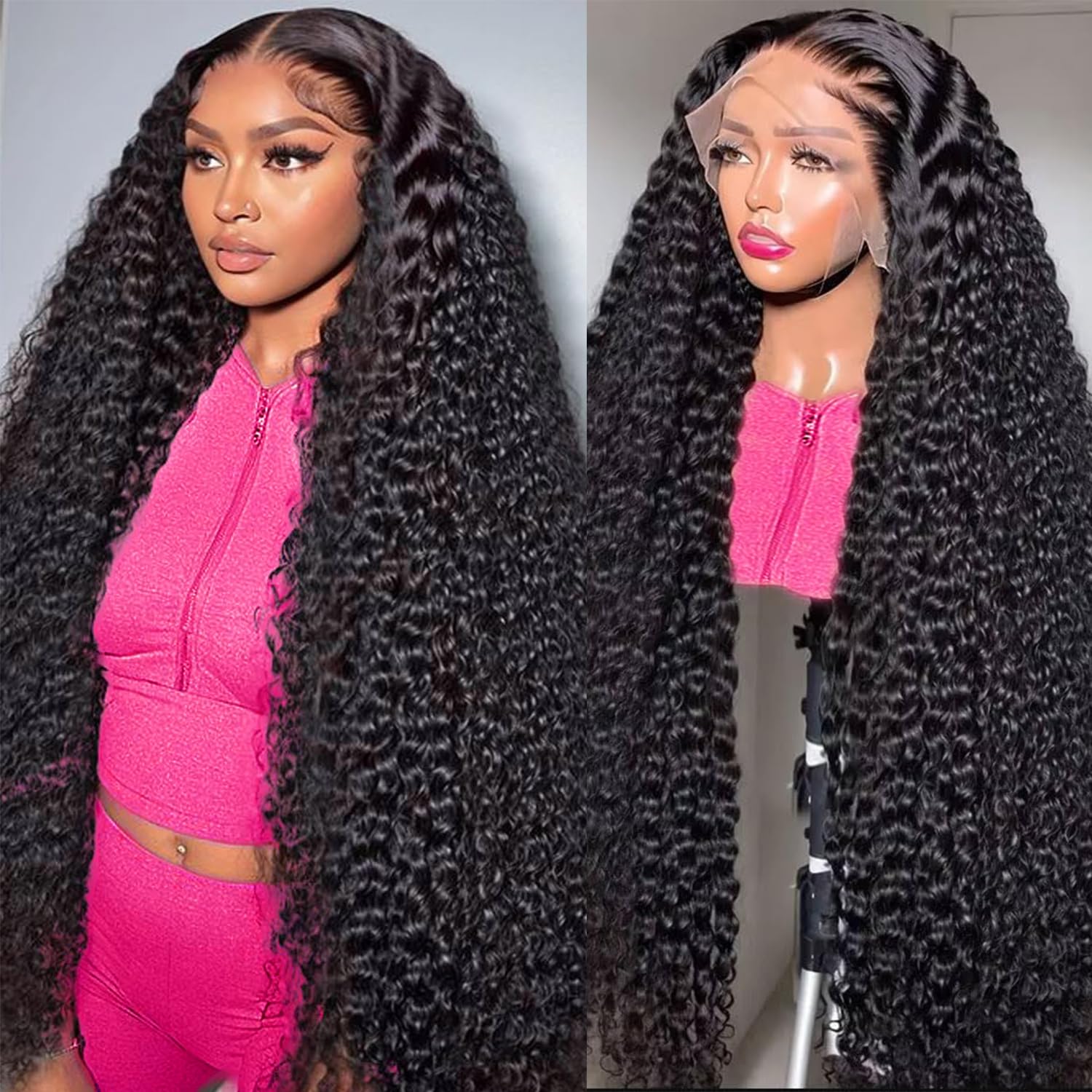leyamei deep wave lace front wig with natural hairline for everyday styling