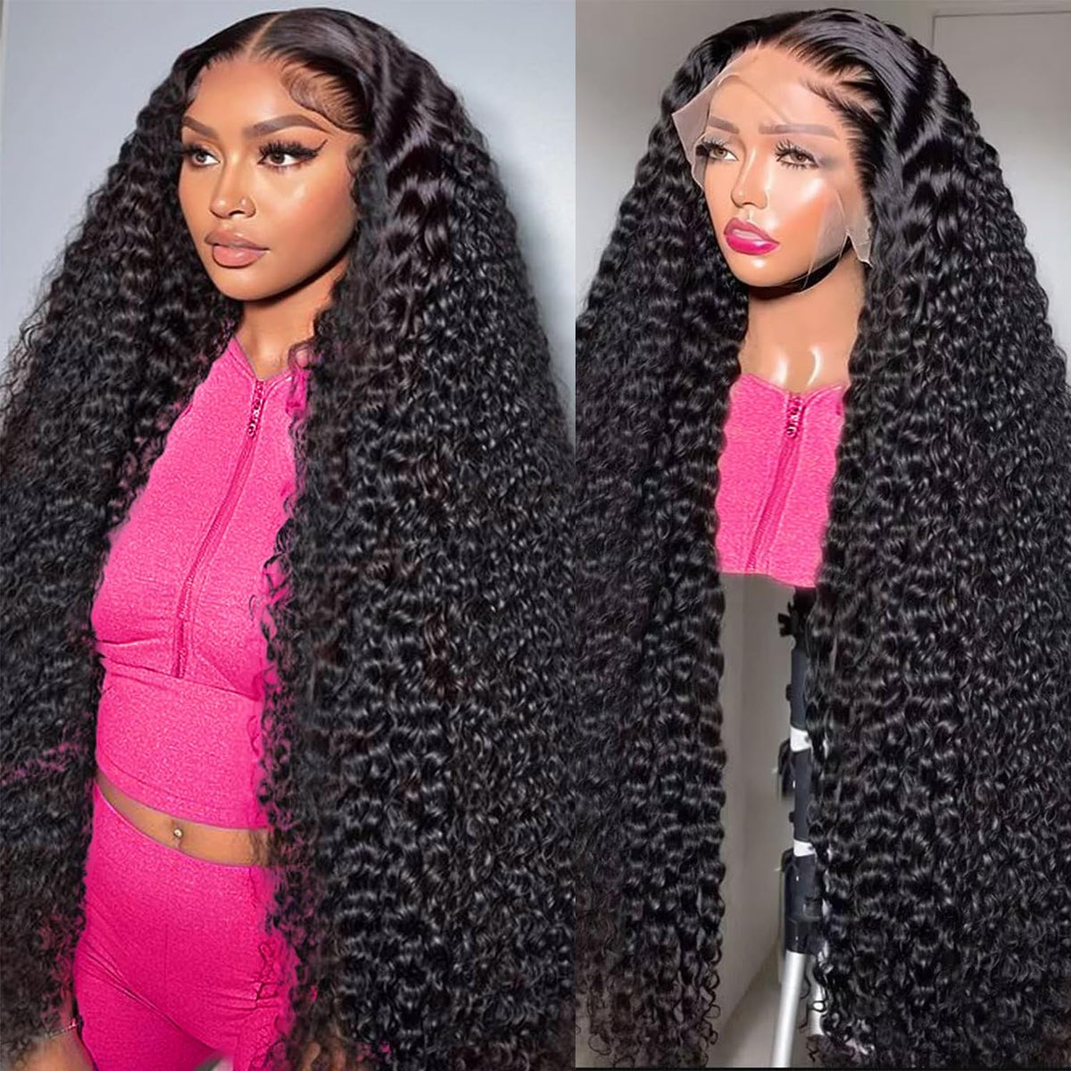leyamei deep wave lace front wig with natural hairline for everyday styling