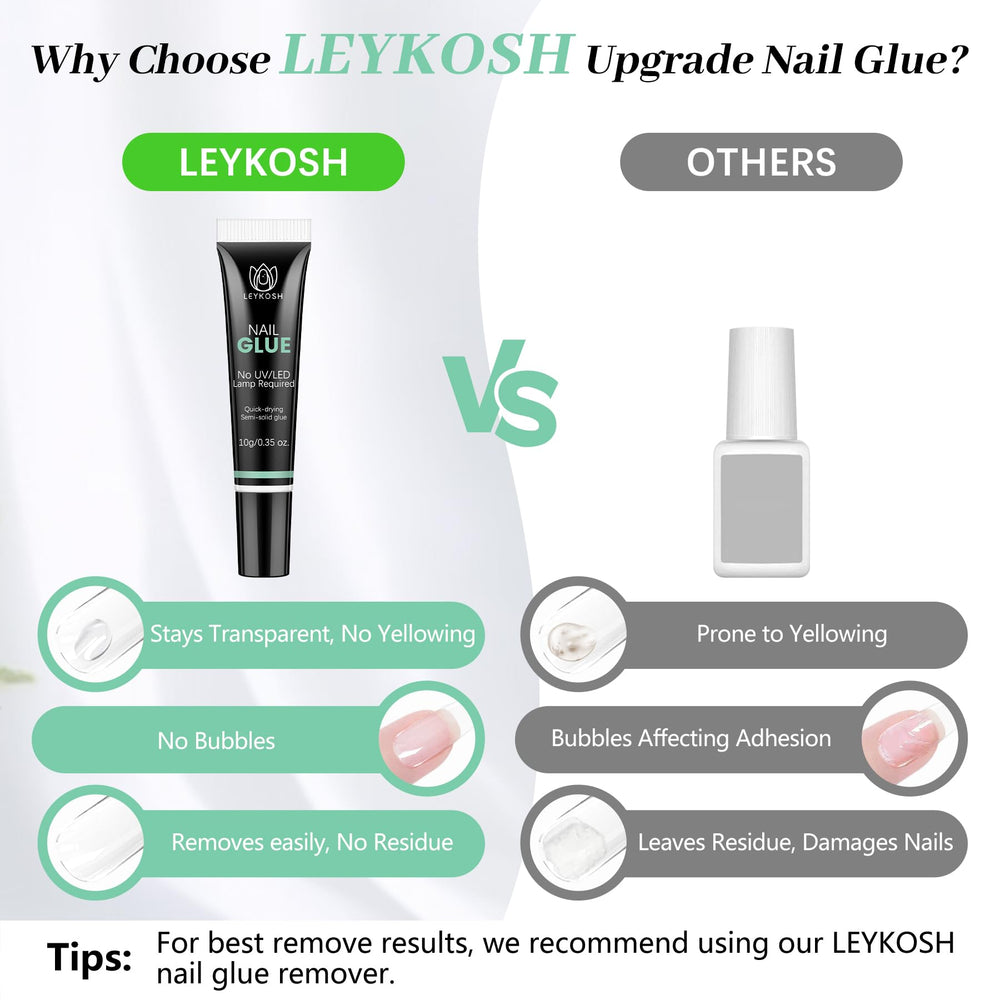 LEYKOSH Nail Glue semi-liquid formula enables precise amount control