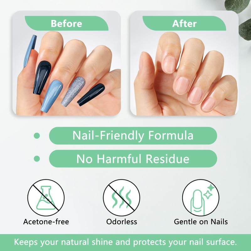 LEYKOSH press-on nails removal process captures smooth glide without mess.