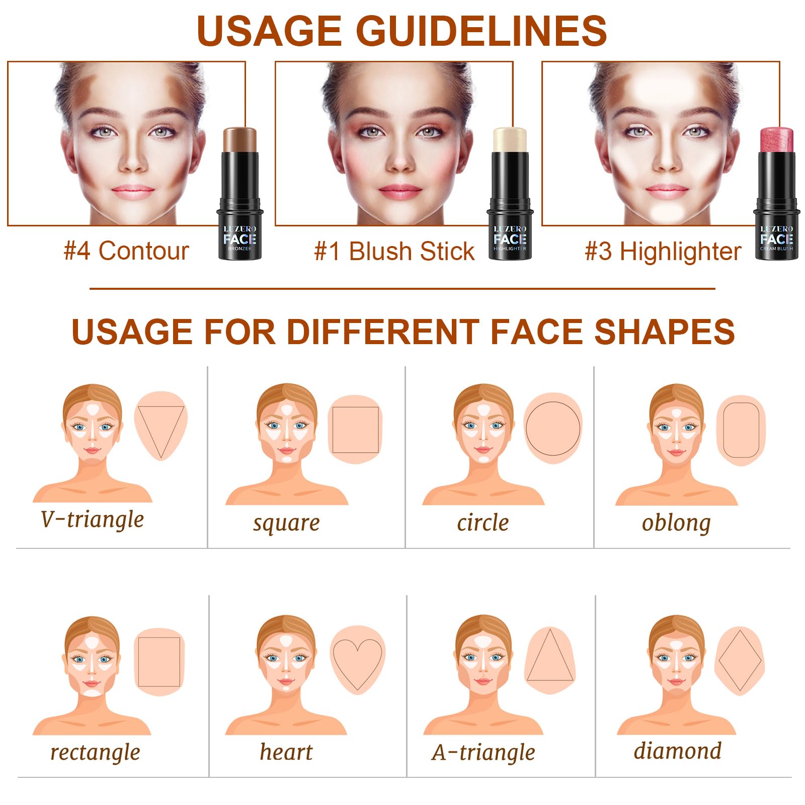Lezero 3pcs contour stick kit closeup with sleek design