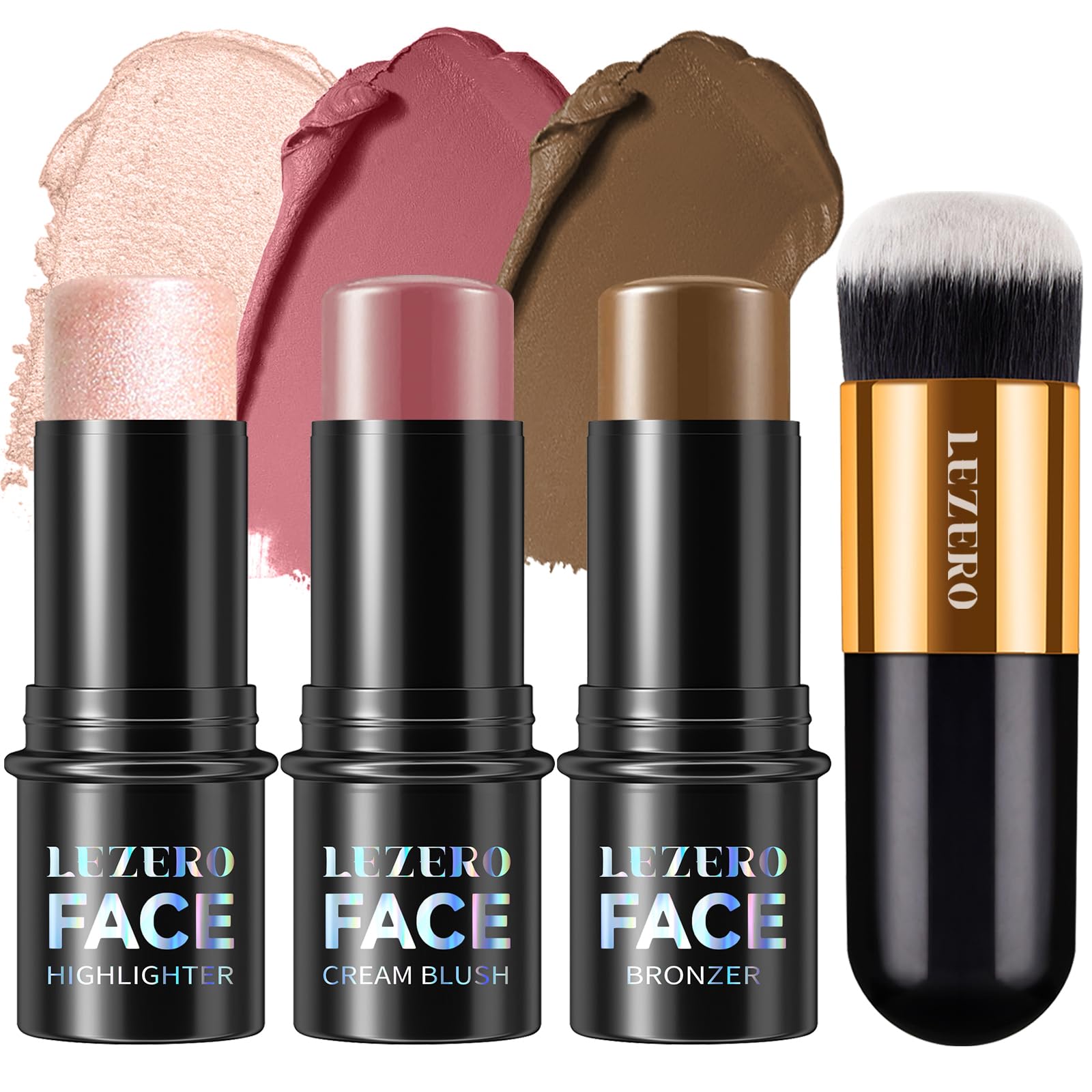 Lezero 3Pcs Contour Stick Kit front packaging shows universal shades for all skin tones