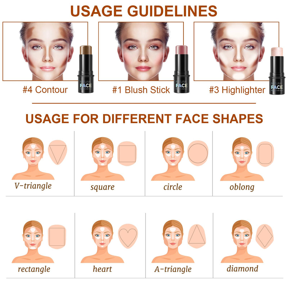 Lezero 3Pcs contour-stick-kit-waterproof-finish delivers long-wearing color