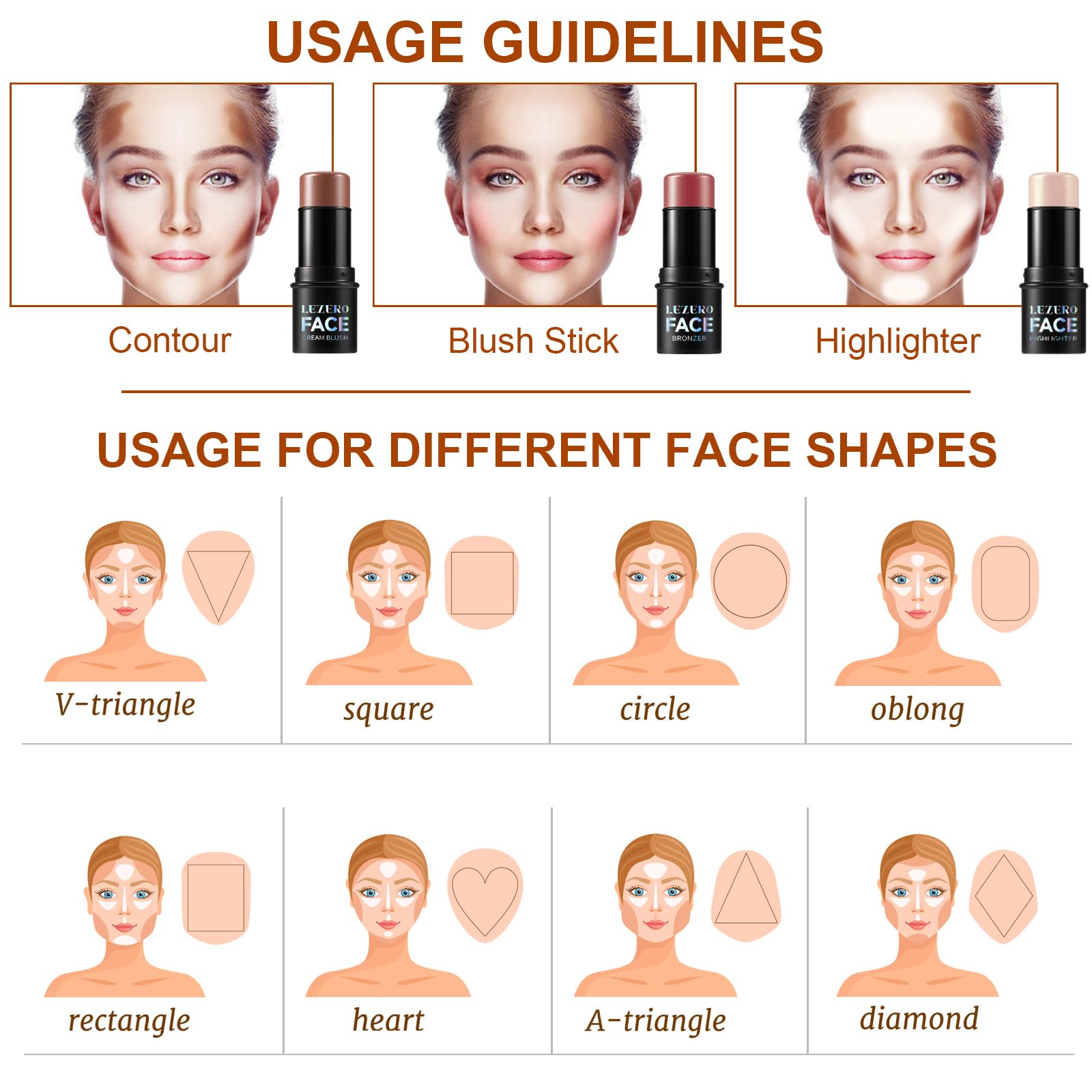 Lezero Contour Stick Trio swatches help compare shade tones on skin