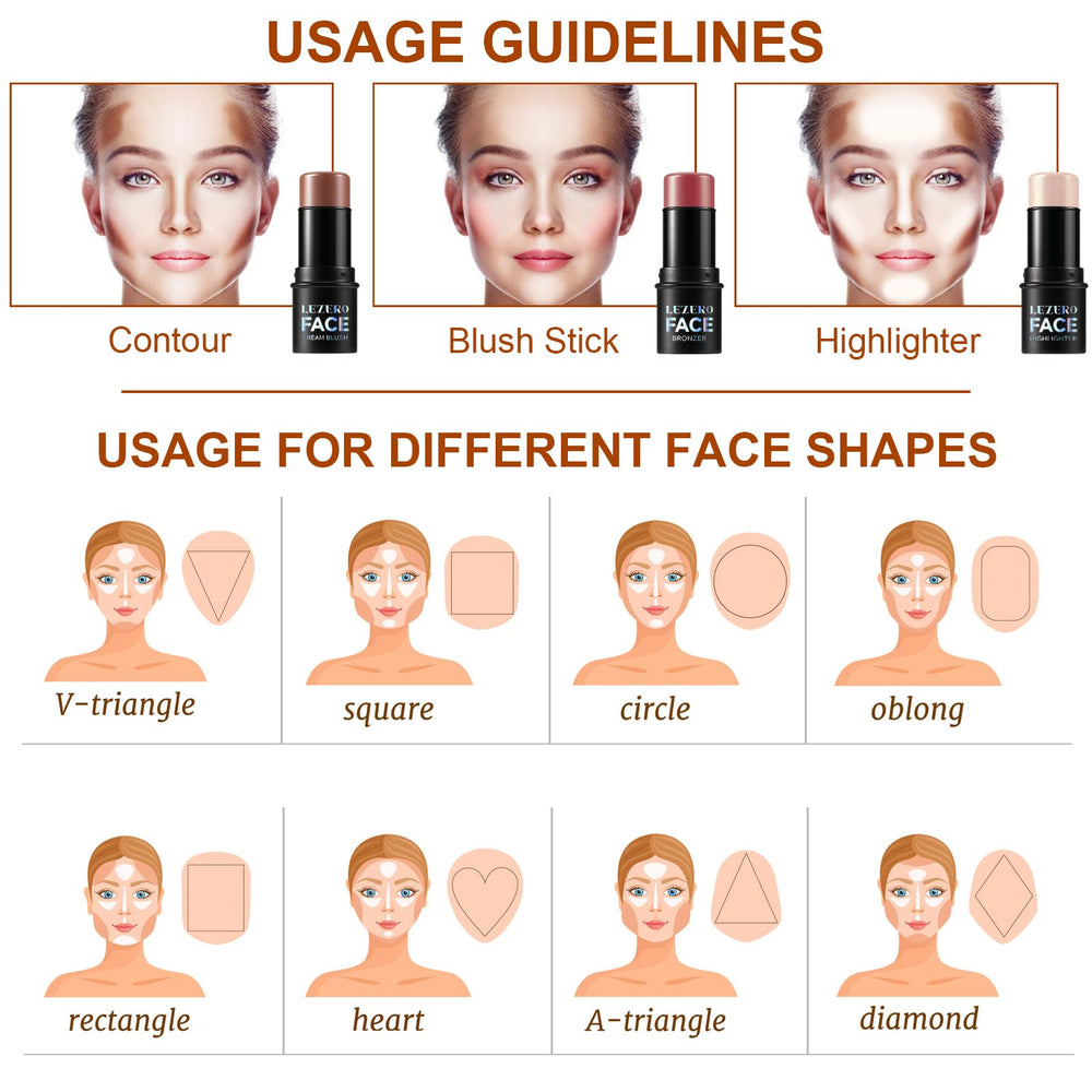 Lezero Contour Stick Trio swatches help compare shade tones on skin