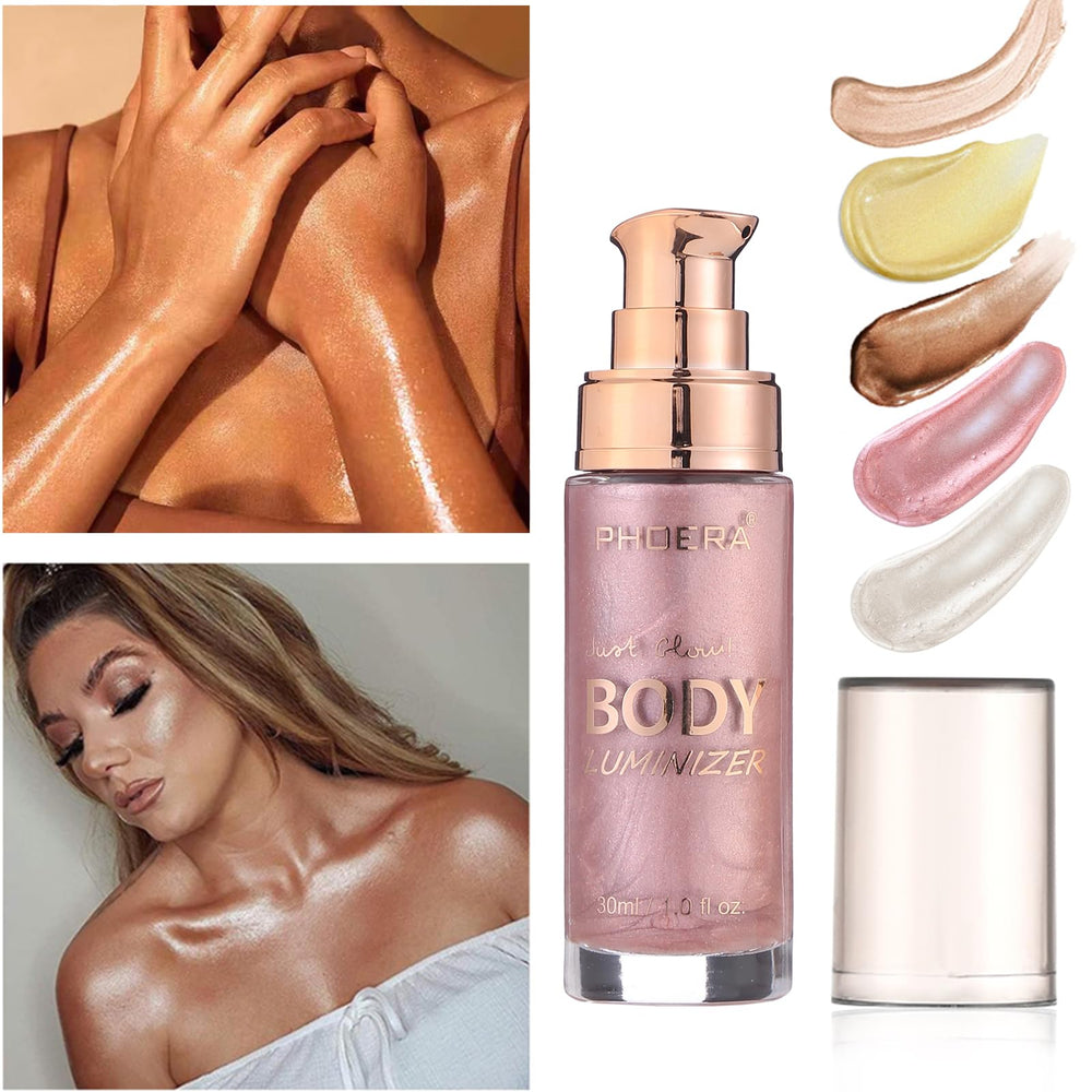 Lezero Body Shimmer Oil brush included helps even shimmer on arms and legs.