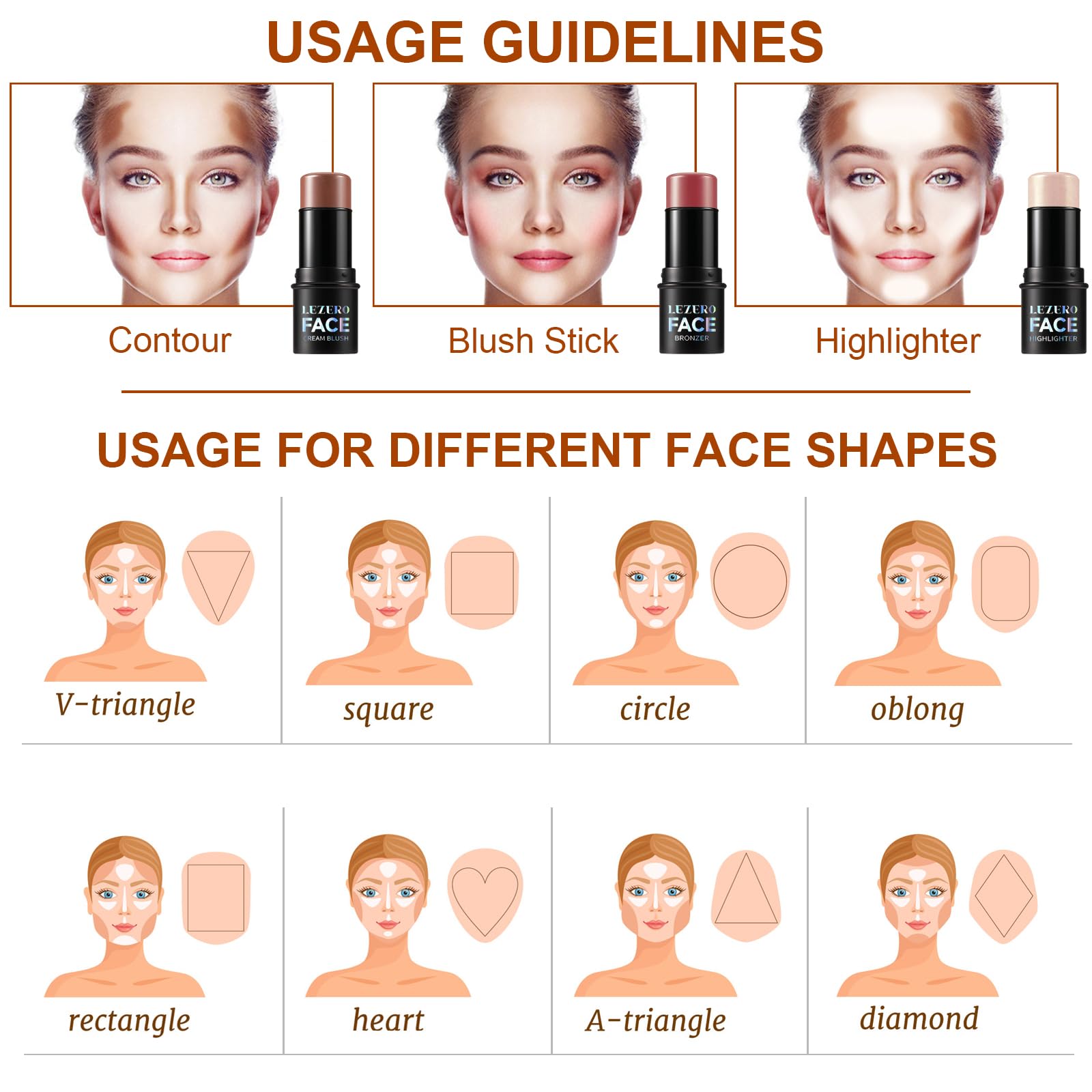 Lezero contour-stick-trio packaging closeup showing portable design