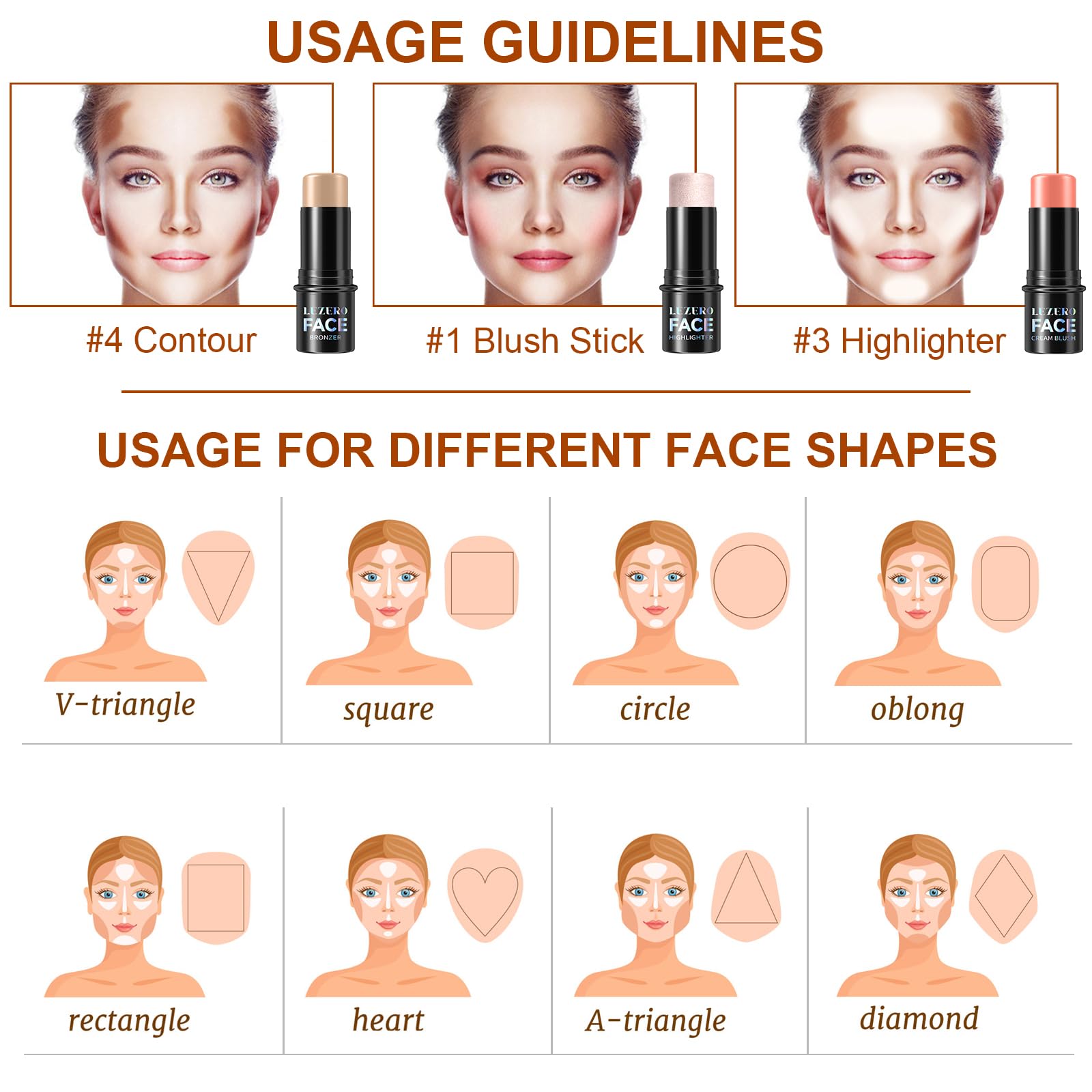 Lezero Contour Stick Waterproof Formula ensures long-lasting color throughout the day.