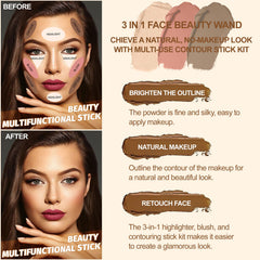 Lezero highlighter-stick closeup highlights a luminous glow for brightening cheekbones