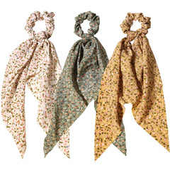 Lfouvre 3pc rose-pattern scrunchies pack demonstrates versatile daily wear.