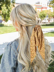 Lfouvre bow-knotted scrunchies closeup highlights durable fabric and elegant floral design.