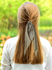 Lfouvre hair scarf ribbon component displays dual-use styling with scrunchie and ribbon.