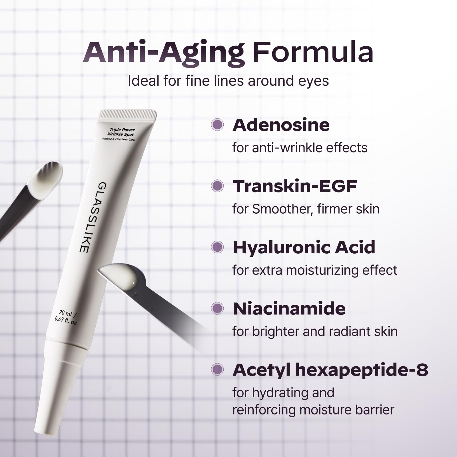 LG Pra.L Glasslike glow-hyper system illustration communicates deep hydration and firming support.