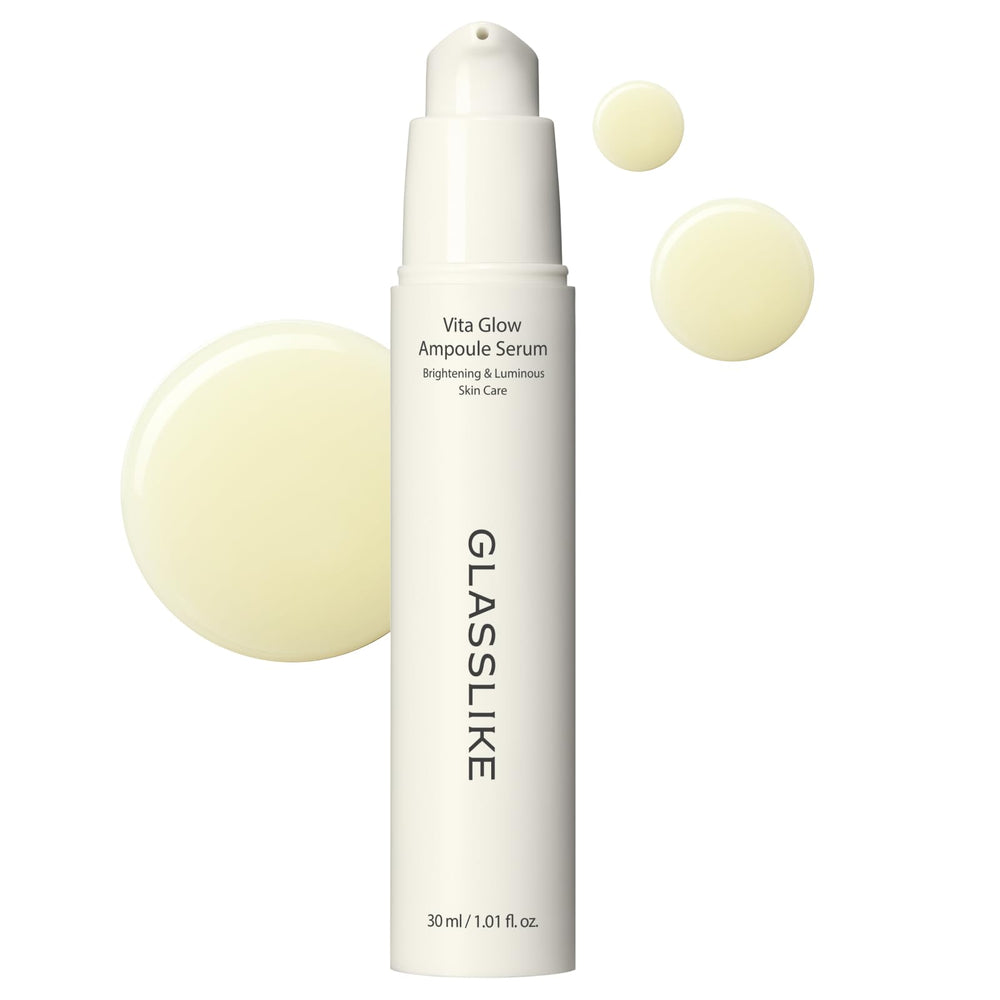 LG Pra.L Glasslike Vita Glow Ampoule Serum bottle on a clean vanity for daily use