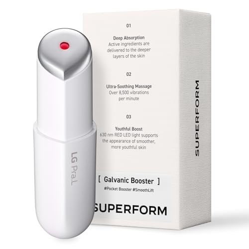 LG Pra.L Superform Galvanic Booster Mystic White front view for on-the-go glow.