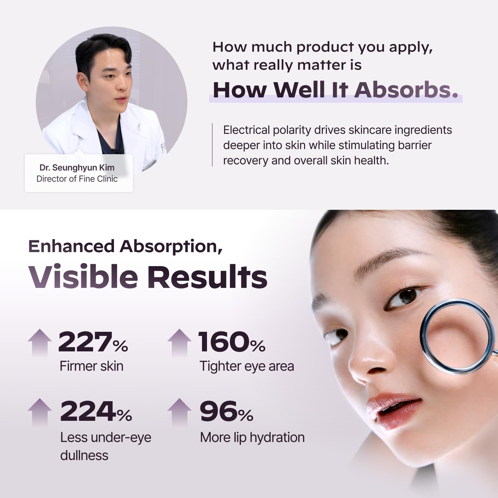 LG Pra.L Superform red LED close-up highlights glow-enhancing therapy.