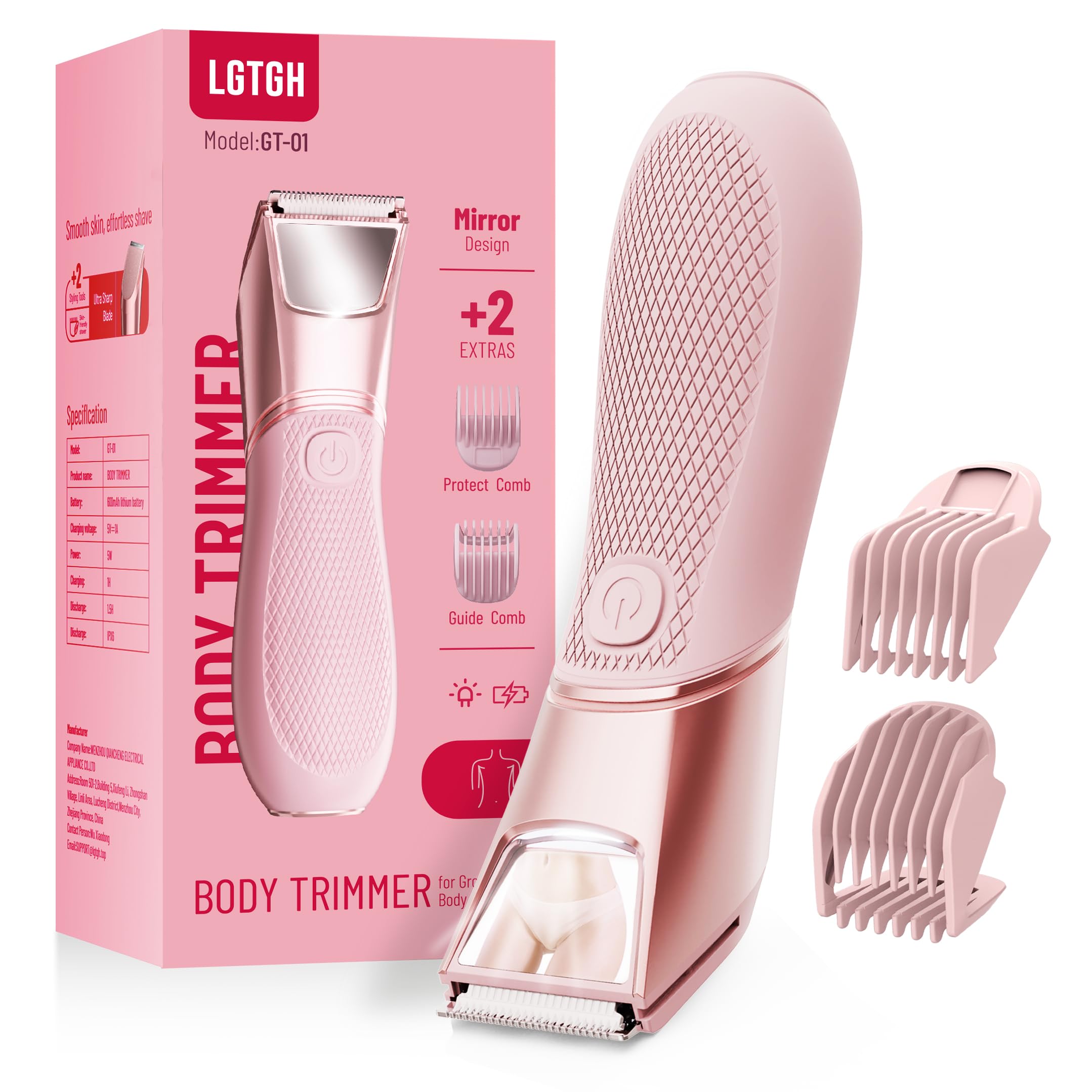 LGTGH Bikini Trimmer with LED mirror enables precise grooming in tight spaces