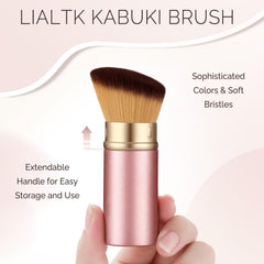 LIALTK all-in-one makeup brush enables foundation, powder, blush, and more with one tool.