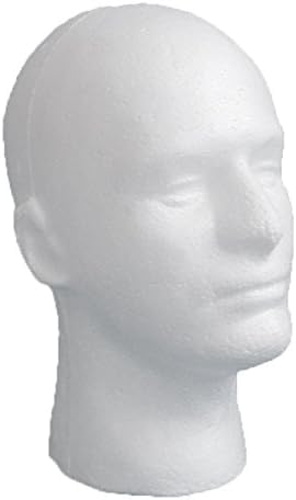 LIAMTU male wig display head foam-white showcases wigs securely for retail.