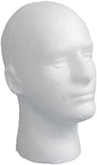 LIAMTU male wig display head foam-white showcases wigs securely for retail.