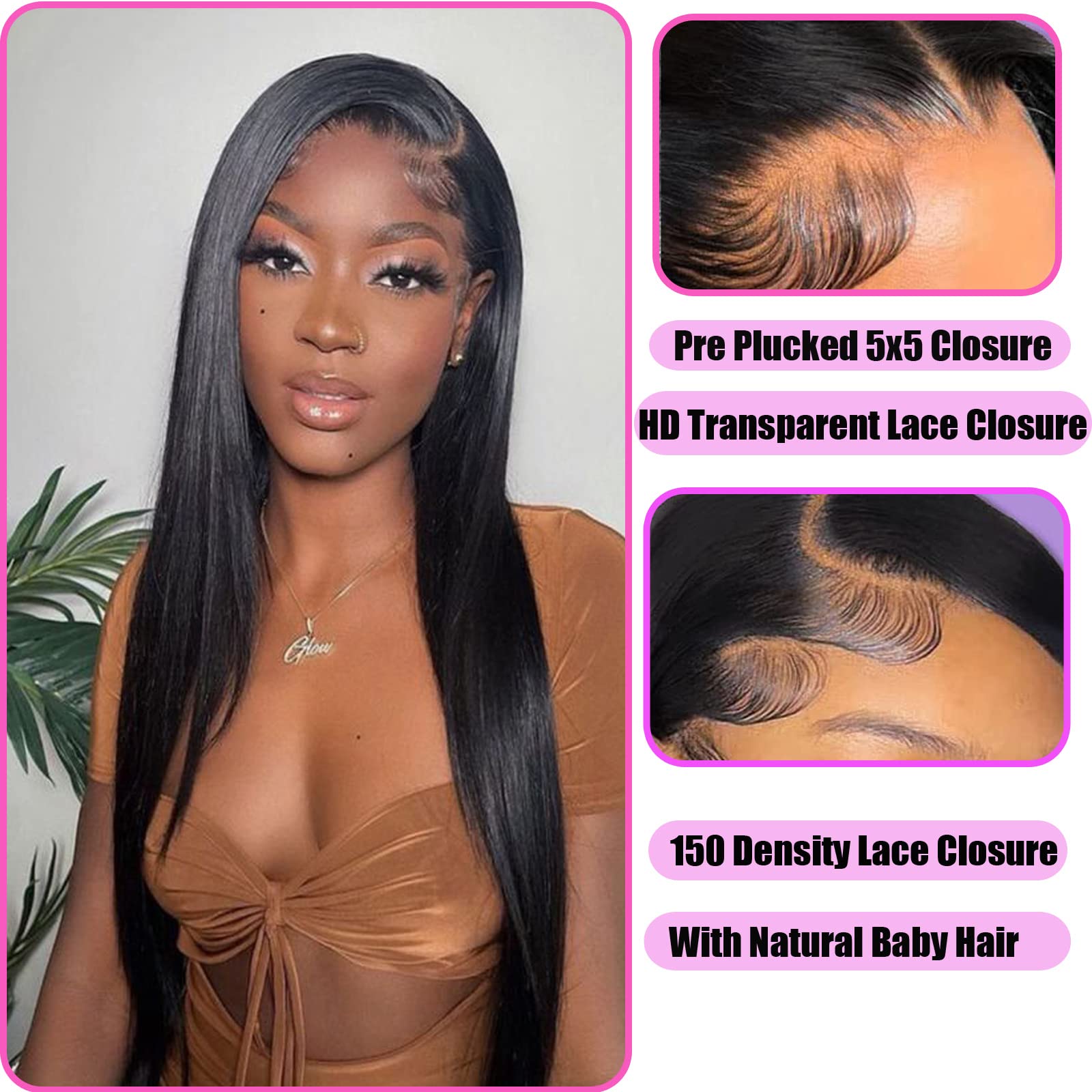 Liangya Hair preplucked baby-hair closure for easy installation and natural edges.