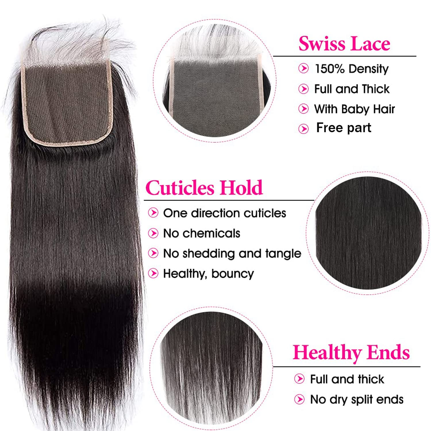 Liangya Hair transparent 5x5 lace closure enables deep parting and skin-like blend.