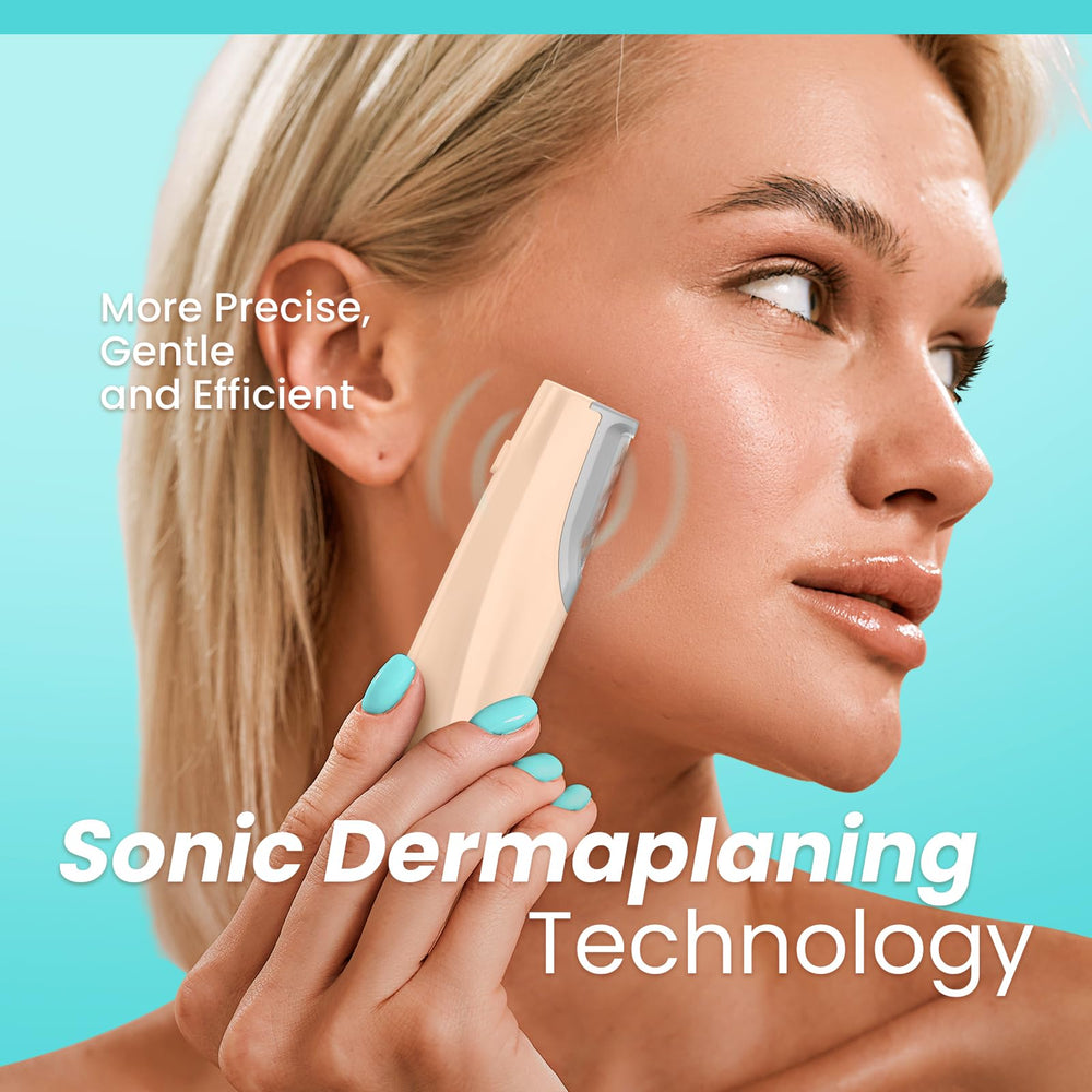 Liberex sonic dermaplaning tool LED light close-up enhances visibility for precise exfoliation.